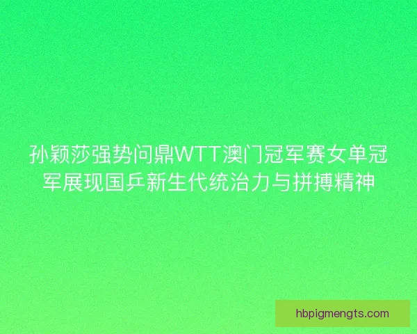 孙颖莎强势问鼎WTT澳门冠军赛女单冠军展现国乒新生代统治力与拼搏精神
